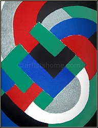 Sonia Delaunay: Algorithm, 1969, Original Lithograph, geometric composition - Images rare Lithographs, Prints