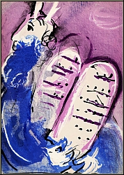 Marc Chagall: Moses Tablets of Law, 1956, Original Lithograph Verve Bible, Old Testament, Ten Commandments