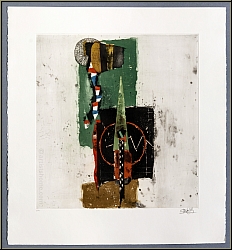 Johnny Friedlaender: Etching Aquatint 'Citole' (Medieval Musical Instrument) 1976, signed - images prints