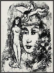 Marc Chagall: Le clown blanc White Clown, 1964, Original Lithograph