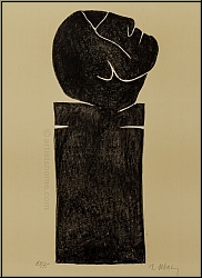 Raoul Ubac: 'Stele with raised head' (Stéle tête levée) 1982, Original Lithograph, signed - images rare prints